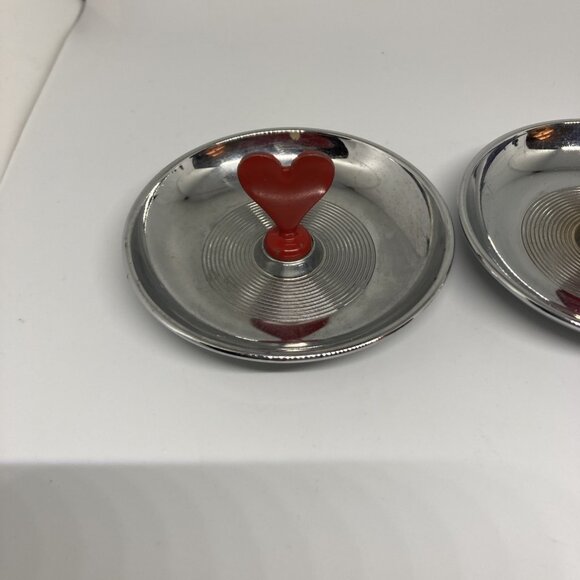 4 VTG. Signed IRWINWARE Metal Ashtray Nut Candy Dish. All Metal Playing Cards 3” - Picture 1 of 12